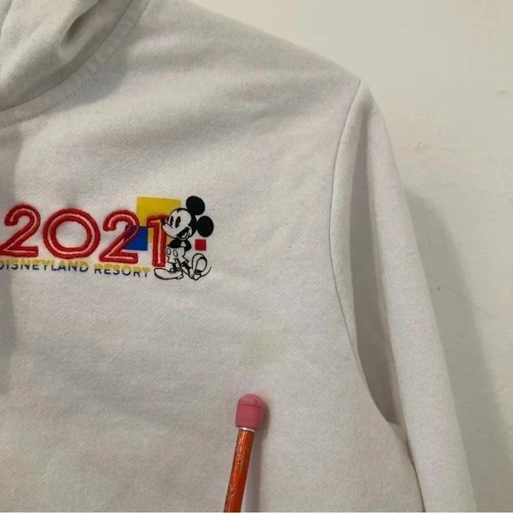 Disney Sweater Womens L White Mickey Mouse Full Zip Hoodie‎ Sweatshirt Ladies - Picture 3 of 11